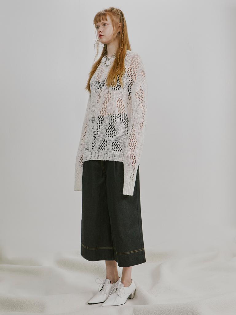 VEGAN TIGER Solid Net Knit Ivory