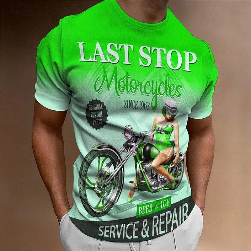 Men's Graphic Motorcycle T Shirt Motorcycle T Shirt Short Sleeve T shirt 3D Print Crew Neck Shirt Vintage Fashion Designer Outdoor Daily