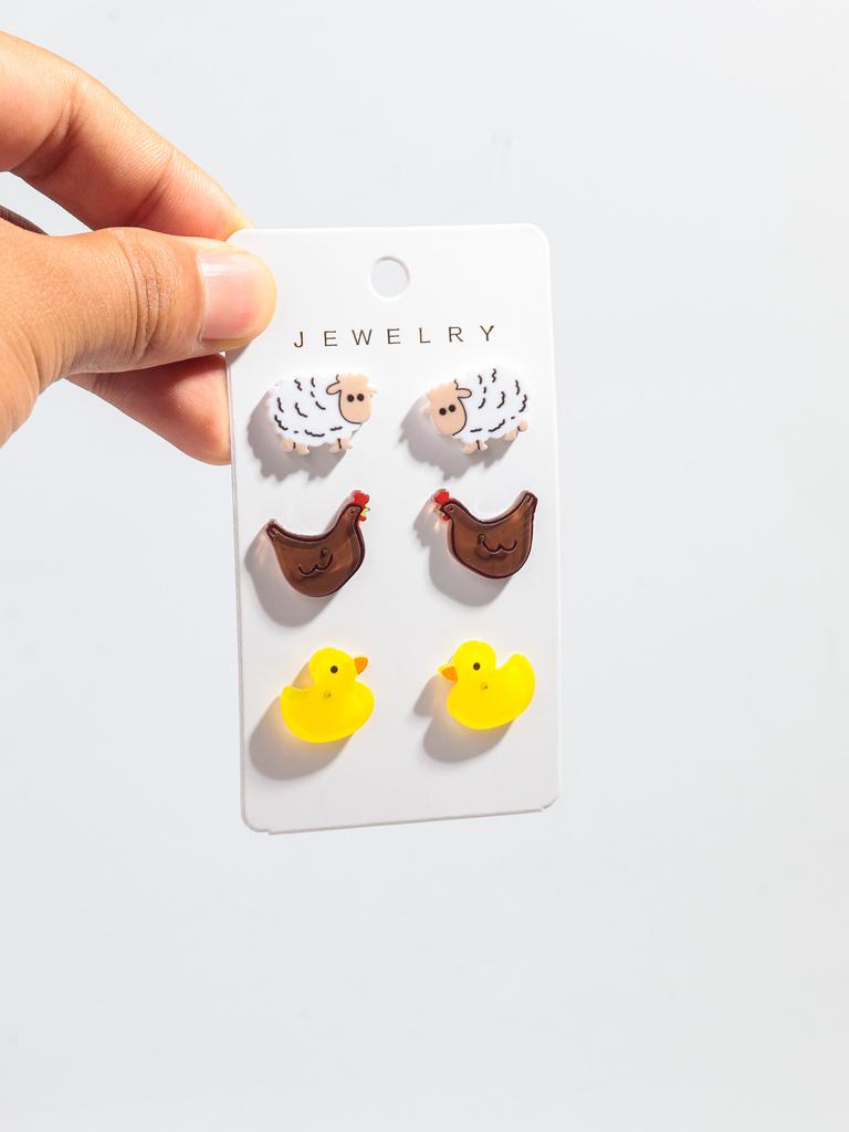 New 3pair/set Glitter Butterfly Acrylic Mini Stud Earrings for Women Girls Cute Colorful Moth Earring 2025 Holiday Jewelry Gift
