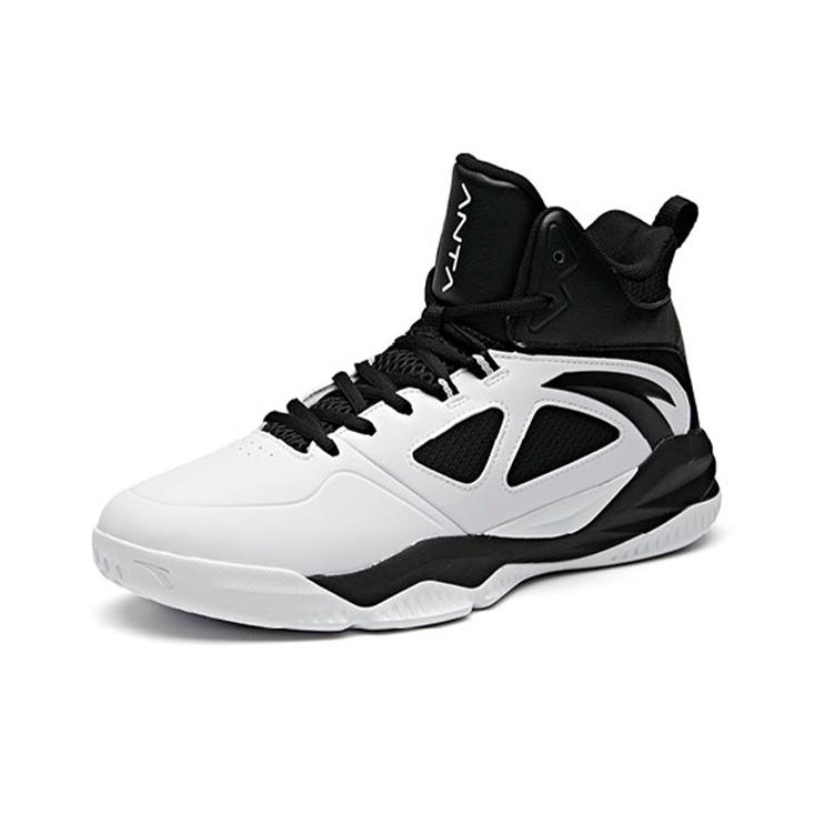 Anta Badass Shock Absorption Slip Resistant Durable Mid Top Retro Basketball Shoes Men sneakers White Black 91931109-2