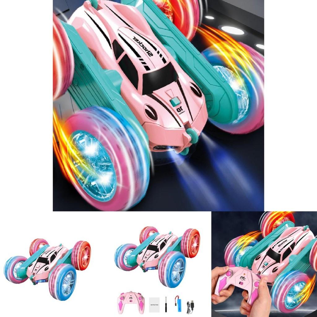 Amazing Colorful Remote Control Stunt Car With Light Up Wheels For Kids Fun