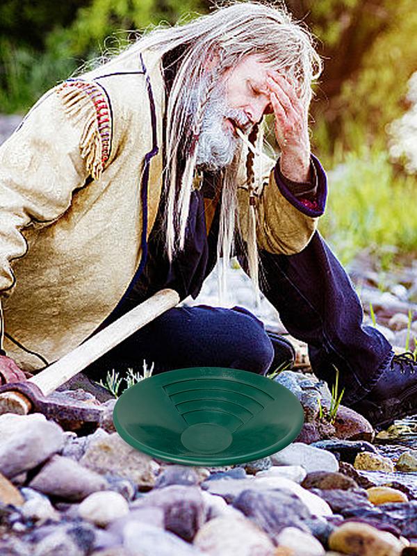 Gold Washing Pan ABS Gold Sifting Classifier Green Gold Pan Washing Sieve Tray Accessory Fall-Resistant Gold Basin Tray