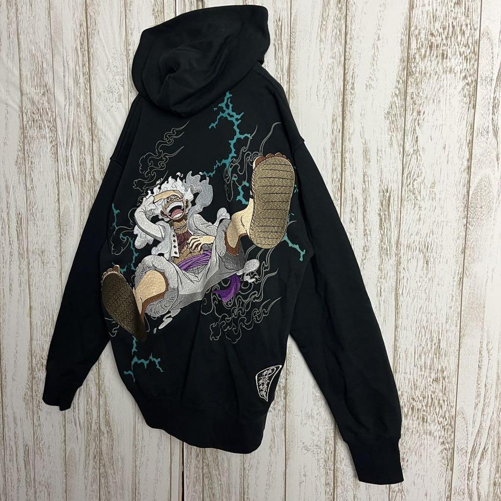 [USED] Instantly Sold Out Model Karakuridama One Piece Gear 5 Luffy Double-sided Embroidered Zip-up Hoodie Rare