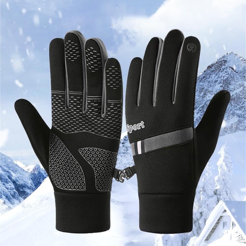 Lock Buckle Thick Cycling Gloves  Warm Outdoor Gloves Winter Cycling Gloves  Sports