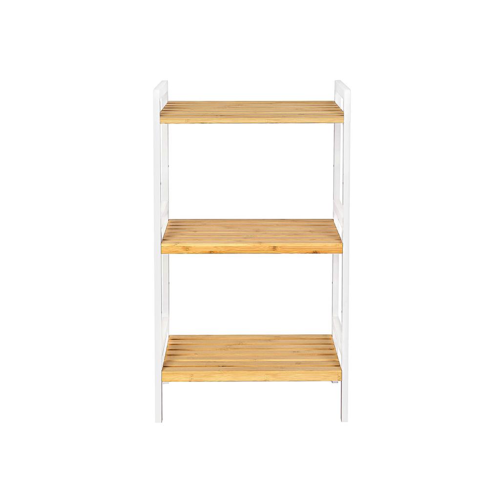 SONGMICS 3-Tier Bamboo Storage Rack for Bathroom, Kitchen, Bedroom, 45 X 31.5 X 80 Cm Natural Grain and White
