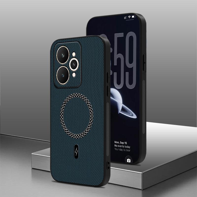 For Realme 15 Rugged Magnetic Phone Case For Realme 15 Pro Leather Texture Wireless Charging Protection Cover For Realme 15X