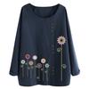 Damen Lässige Übergröße Print Locker Knopf Langarm Bluse Oberteile
