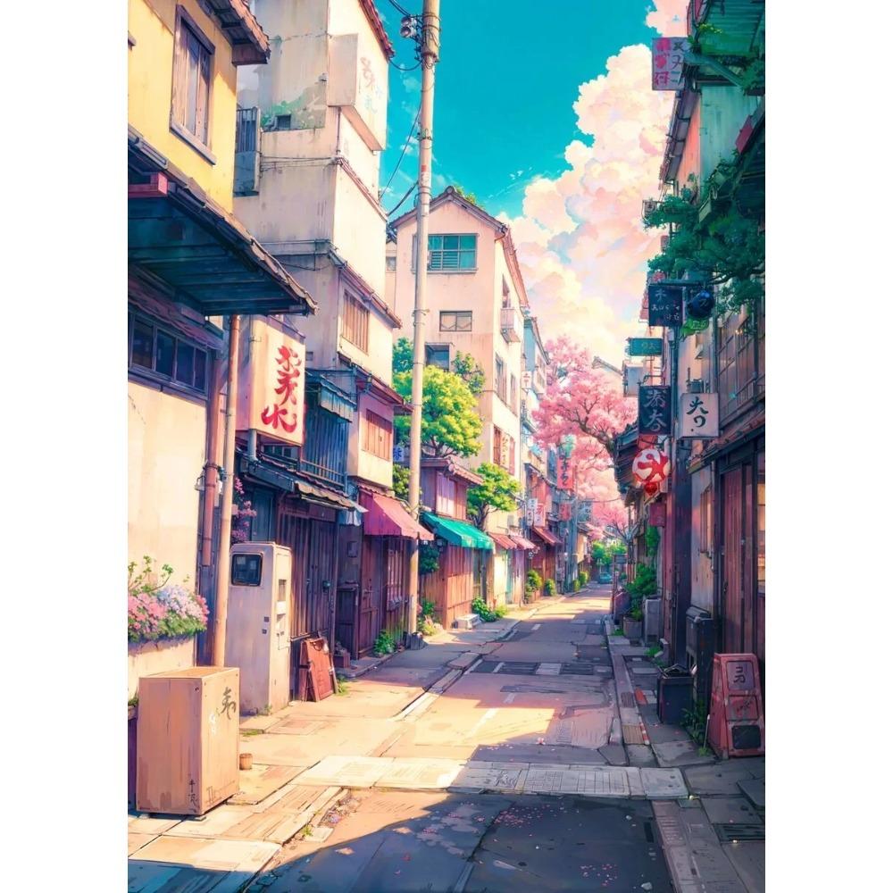 Anime Japanese Street Landscape Poster Prints For Living Room Home Decor Abstract Scenery Canvas Painting Wall Art Aesthetic