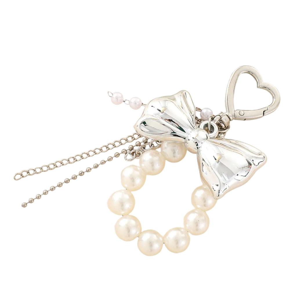 Pearl Bows Bag Charm Pendant Aesthetic Purse Charms Aesthetic Keychains Keyring for Women Backpack Purse Handbag Decors
