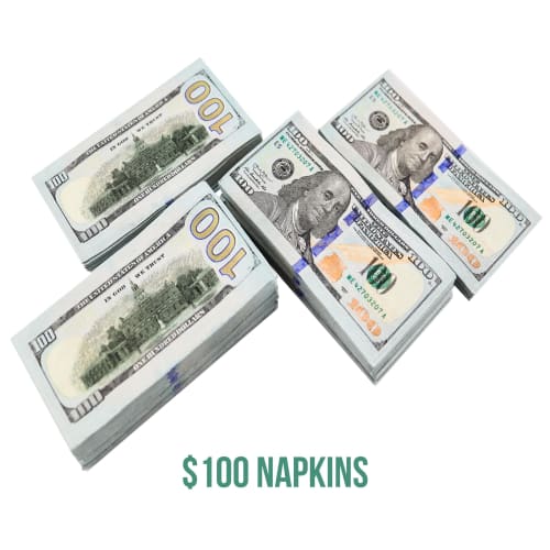 Iconikal Disposable Dinner Paper Party Napkins, 75 Count, $100 Bill Design - Fun Benjamin-Themed Cocktail Napkins for Birthday Parties, Casinos, Offic