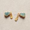 Gold-Plated 925 Silver Blue Jade Gourd Pendant Bracelet Charm