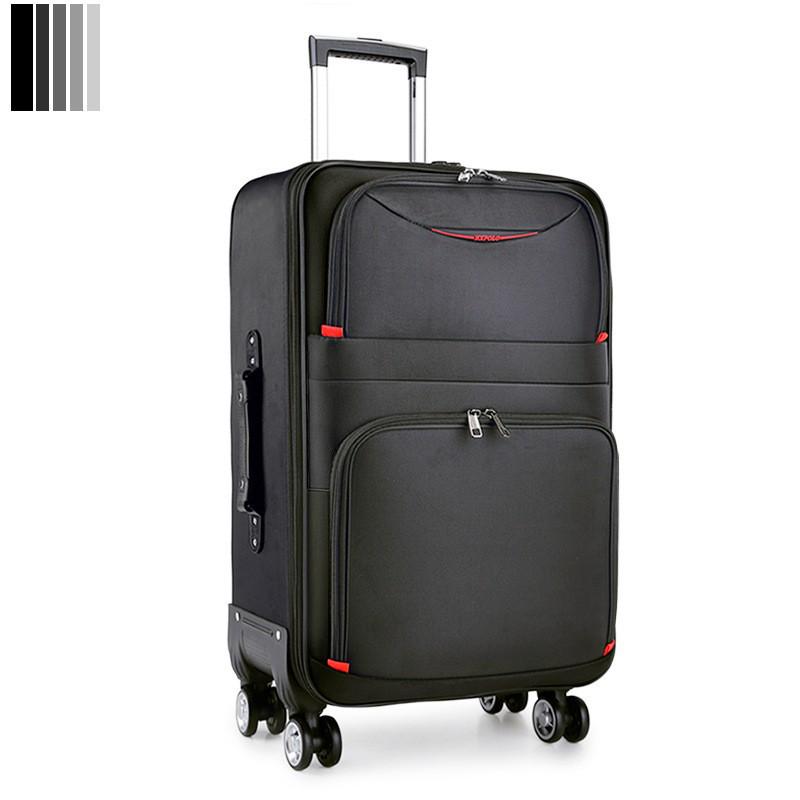 Large Capacity Rolling Suitcase with Universal Wheels, Combination Lock, Leather & Oxford Cloth Travel Bag for Men & Women