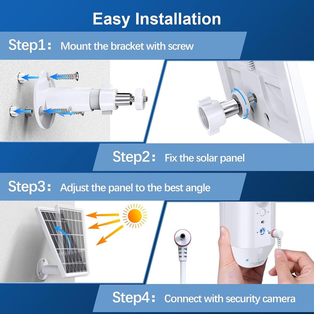 Solar Panel for Ring Camera, Camcorder Solar Charger Compatible with Ring Stick Up Cam Battery, Stick Up Cam Pro Battery, Spotlight Cam Plus Battery,