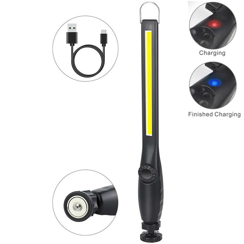 LED Work Light USB Rechargeable COB Work Light Portable Magnetic Cordless Inspection Light for Car Repair Work Light Flashlight