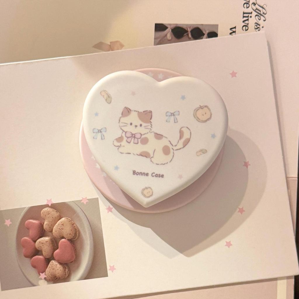 Cute Kitten Heart-Shaped Magnetic Phone Case for iPhone 16, iPhone 17, and iPhone 17 Pro Max