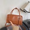 Simple Vintage Solid Color PU Leather Women's Shoulder Bags Glossy High Quality Ladies Messenger Bag Versatile Female Handbag