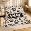 Personalized Dog Paw Prints And Bones Coral Fleece Blanket