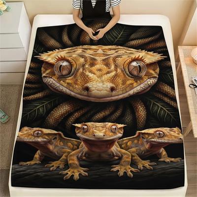 1PC Golden Glow Art Print FlAannel Blanket, High Quality Comfortable for All Seasons, Home Decor, Warmth and Comfort