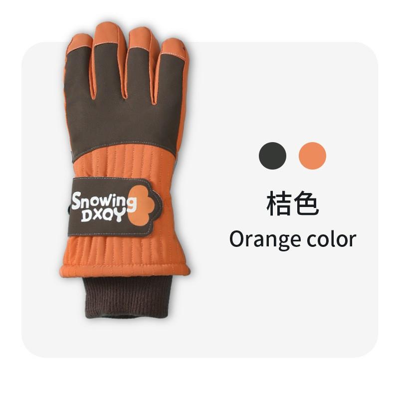 Kids Ski Gloves With Cartoon Space Print Warm Fleece Lined Touchscreen Windproof Winter Mittens Boys Girls