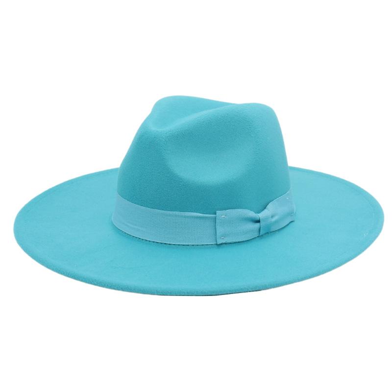 Jazz Hat Retro Men'S And Women'S Cotton Felt Hat Big Brim Panama Hat Gold Chain Hat