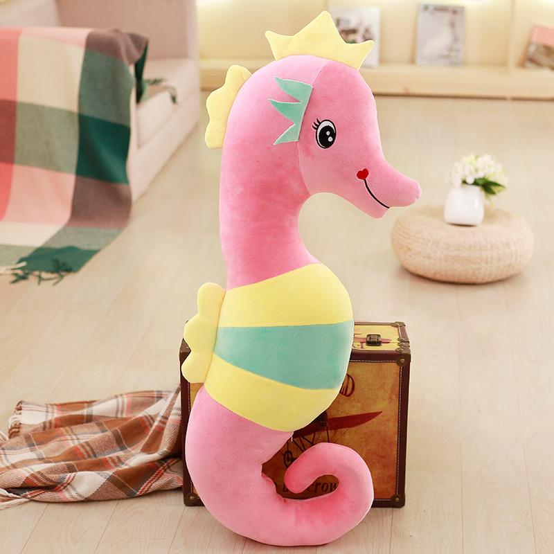 50cm Zeepaardje Pluche Speelgoed Kleurrijk Gevuld Waterdier Groen Roze Geel Blauw Slaapkussen Kussen Cadeau 160cm