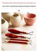 Water Meteor Pottery Tools: Red Pear Wood & Tungsten Steel Texture Ring Knife - Double-Headed Clay Sculpting and Trimming Tool.