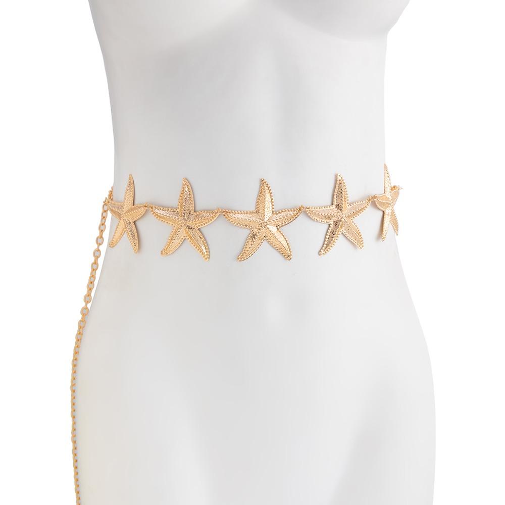 Hvězdný pasový řetízek Kovový Letní Plážový Řetízek Vintage Bikini Šperk na Tělo Ženy