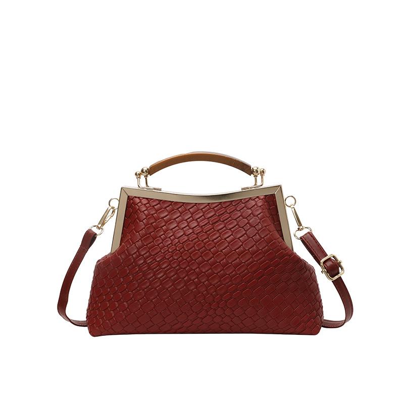 Women's New Fashionable Handbag with Indentation, Hand-held Clip, Shell Bag, Fashionable Temperament, Single Shoulder Crossbody Small Bag