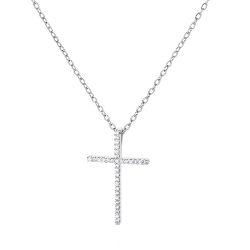 INS Style Luxury Zirconia Cross Pendant Necklace - High-end Clavicle Chain Jewelry