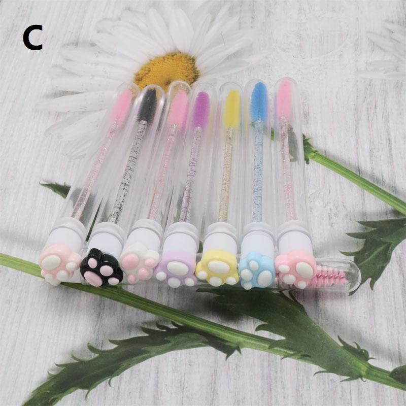 Cartoon Cat Paw Eyelash Brush Tube Disposable Mascara Wands Tube Reusable Lash Spoolies Brush Dustproof Cleaner Storage Tubes
