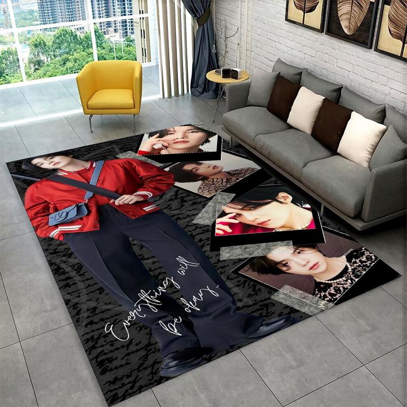 Kpop B-BTS JIMIN Star Carpet Rug for Playroom Bedroom Living Room Sofa Home Decor,kid Area Rug Non-slip Floor Mat Gift