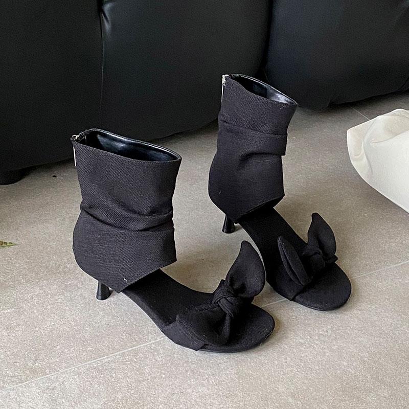 Fashion Fashion Butterfly-Knot Ladies Ankle Boots Shoes With Low Heel Footwear Female Open Toe Women Sandals Booties Zippers Shoes