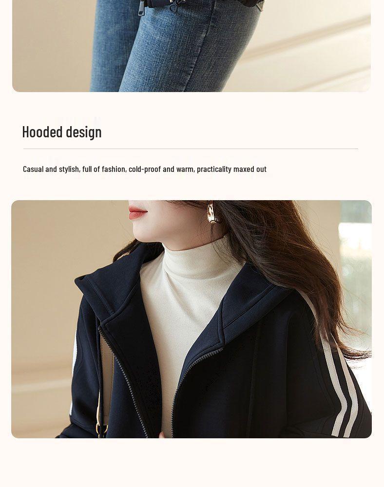 2023 Women's Casual Sporty Hooded Cardigan Jacket - Autumn/Winter Korean Style Baseball Short Jacket