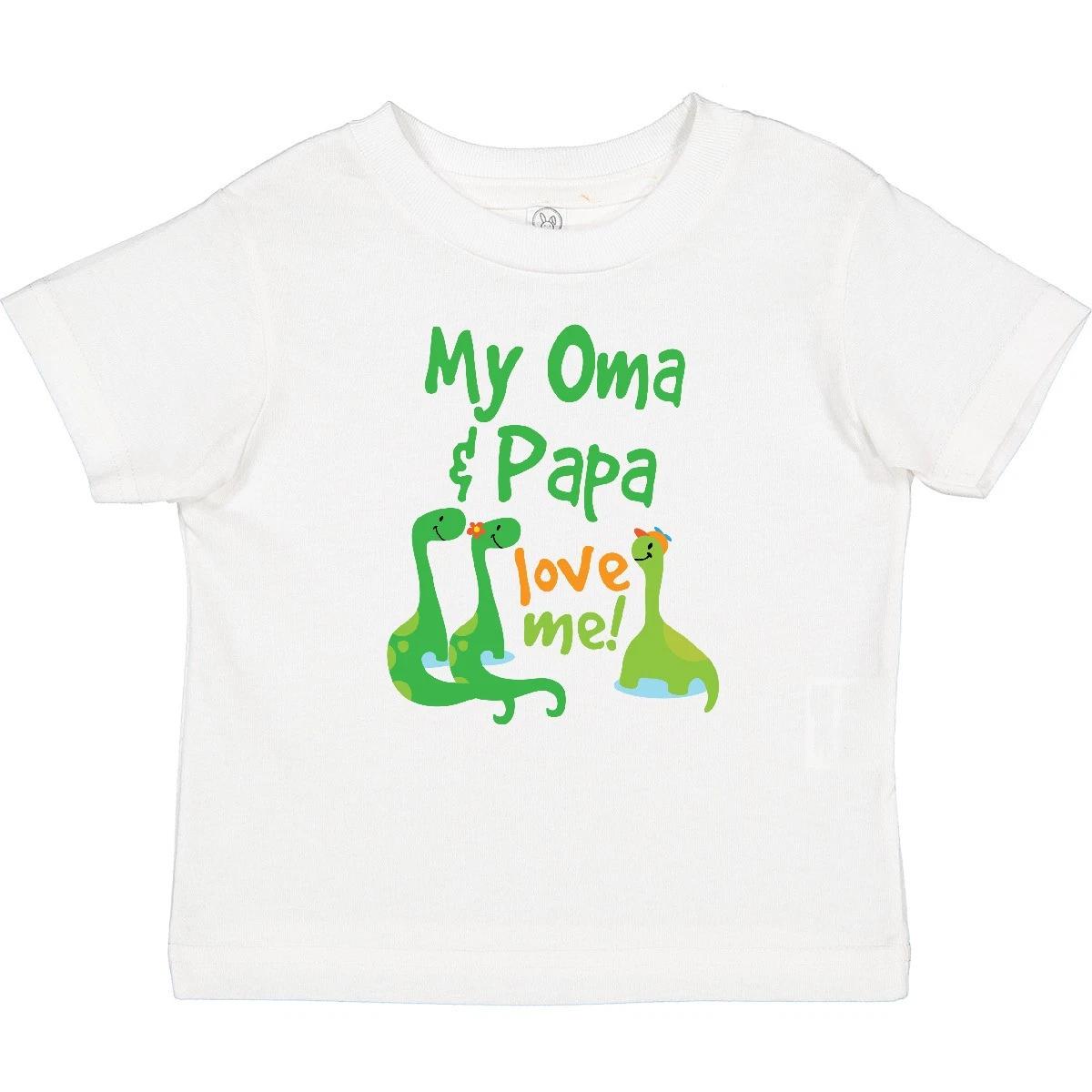 Inktastic Oma And Papa Love Me Dinosaur Baby T-Shirt Grandkids Grandchild Infant 130