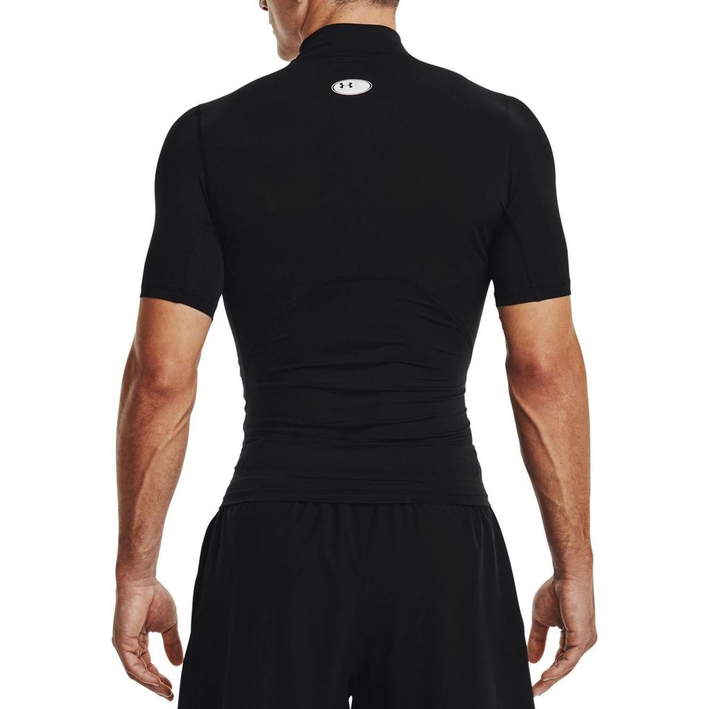 Under Armour Camiseta de Compresión de Manga Corta y Cuello Alto de Color Sólido para Hombre Tops Negro 1372586-001