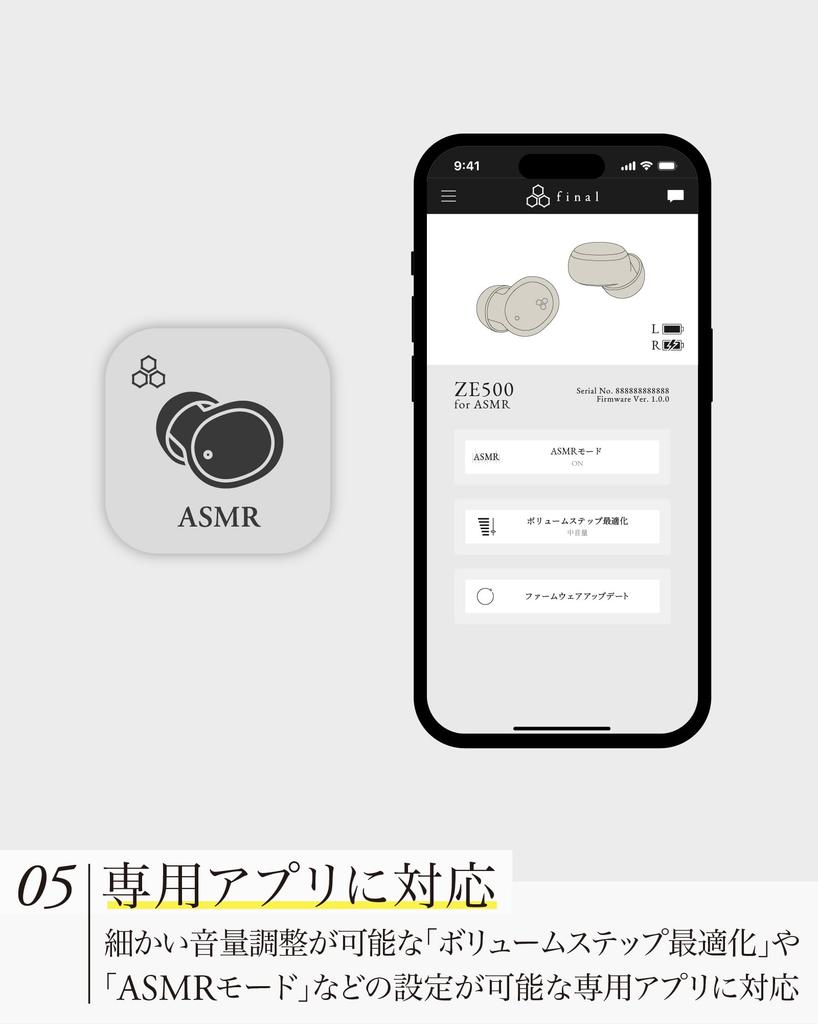 final ZE500 for ASMR Wireless Recommended for Sleeping Earbuds, Ultra-Small, (Dark Gray)