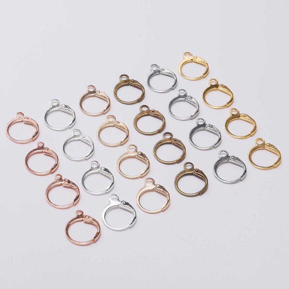 20pcs/lot 14*12mm Gold Bronze French Lever Earring Hooks Wire Settings Base Hoops Earrings For DIY Jewelry Making Supplie