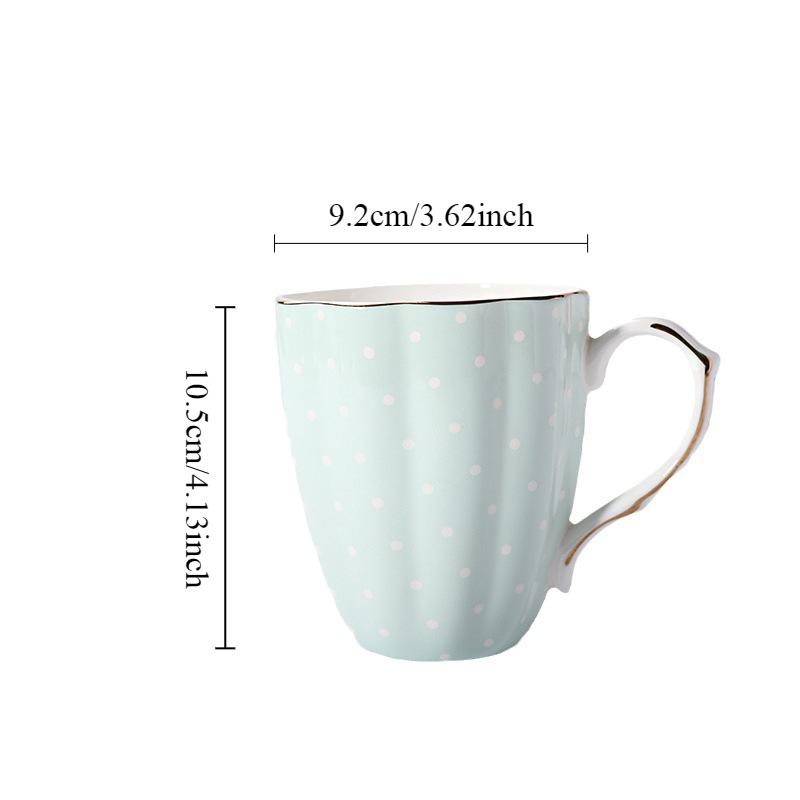 Bone China Coffee Mugs with Gold Rim, Porcelain Tea Mug 450ml Floral Teacups for Women Birthday Christmas Gifts