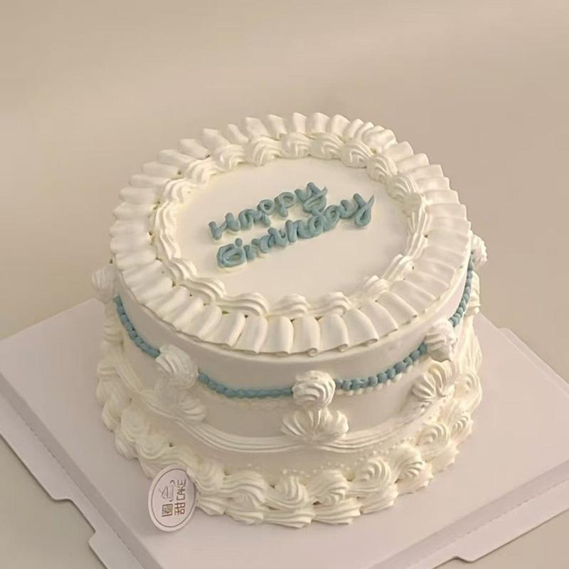 Korean Retro Decorated Small Fresh Simulation Birthday Cake Model Plastic Decoration Showcase Sample Display Photography Props