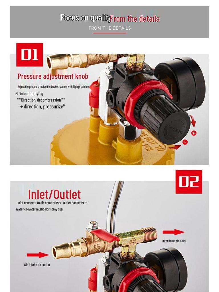 2L 6-Hole Spray Gun Pressure Pot for Latex Paint - Professional Sprayer Tool