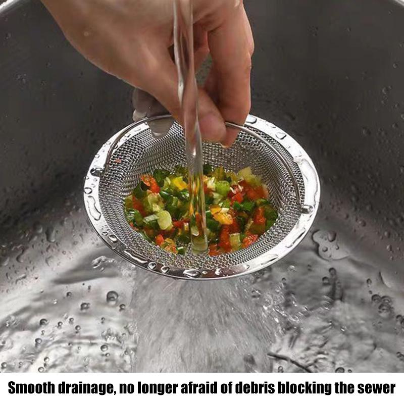 1Pcs Stainless Steel Kitchen Sink Filter Kitchen Garbage Food Residue Dishsink Filter With Handle Metal Sink Strainer
