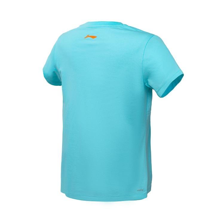 Li Ning Table Tennis Series Printed Pattern Breathable Versatile Short Sleeve T-Shirt Unisex Tops Sky-Blue AHSVC95-3