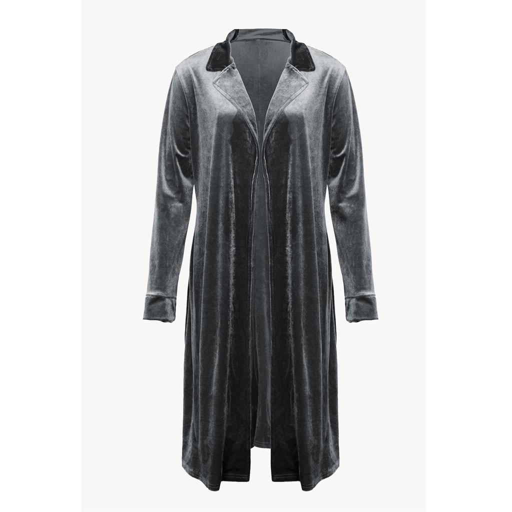 Women's Fashion And Winter Cardigan Jacket Gold Velvet Long Windbreaker