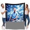Erling Haaland Manchester City Soccer Player Blanket - Soft and Cozy Fleece Throw, Vibrant Light Blue and White Design, Perfect