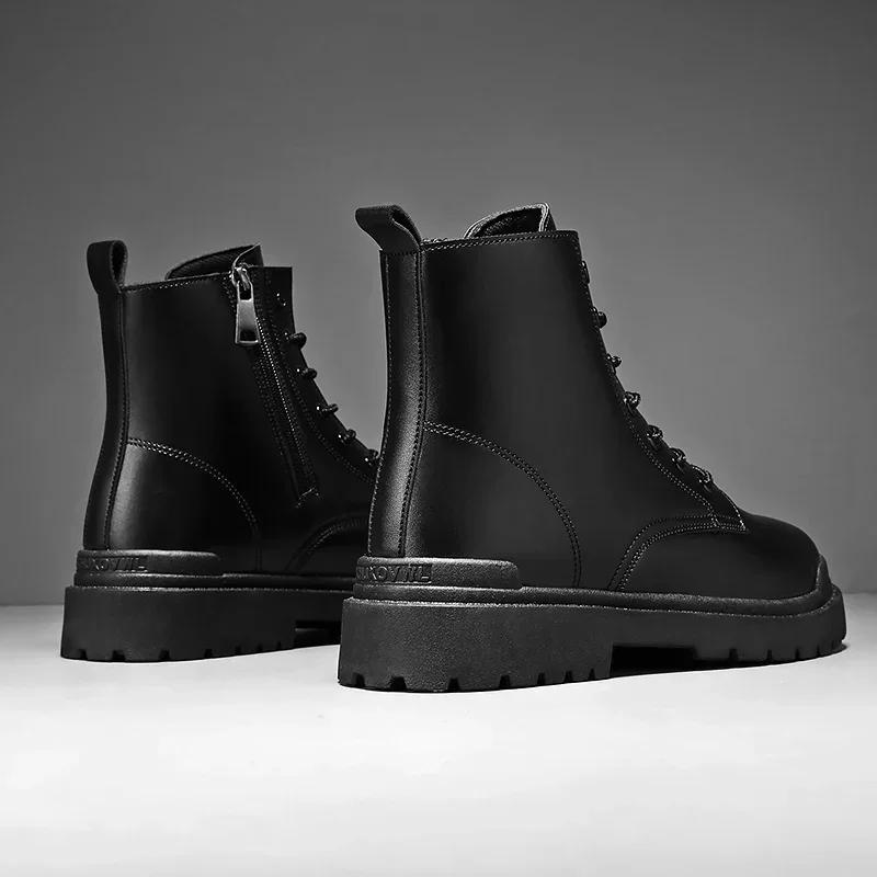 Winter Leather Men Ankle Boots Outdoor Warm Man Casual Shoes Lightweight Designer Work Boots Fashion Classic Handmade Boots