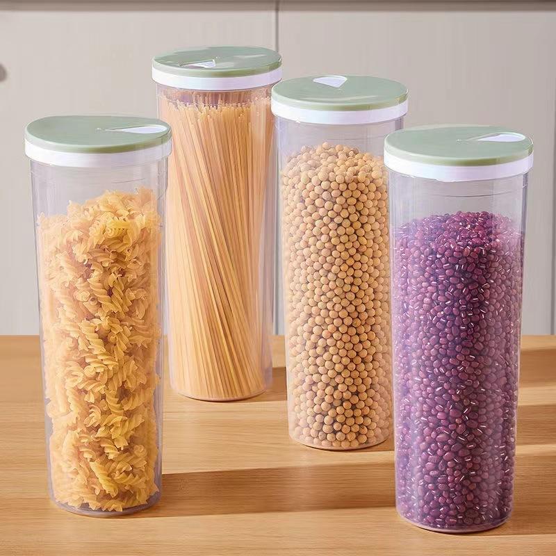 Circular Noodle Storage Container Food Grade Sealed Dry Food Canister for Pasta Grains Kitchen Pantry Organization Transparent