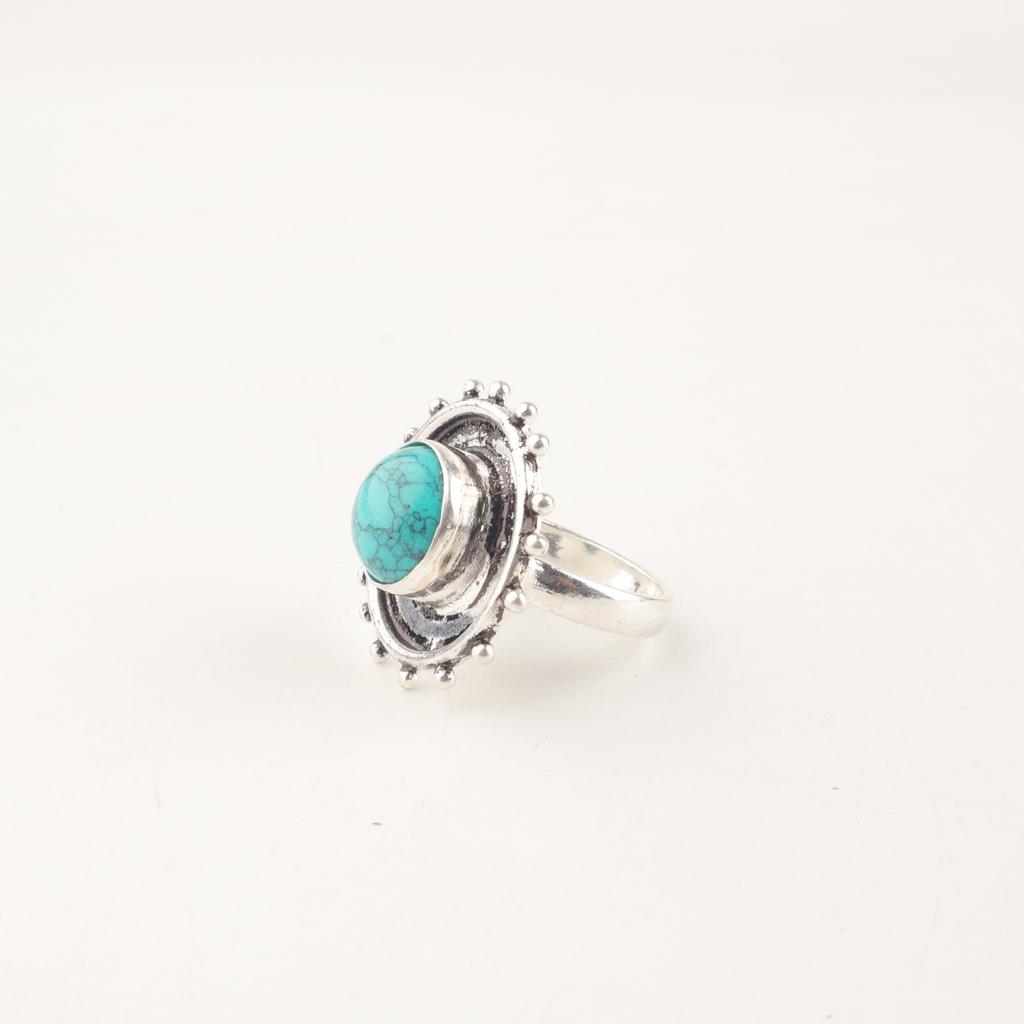 Natural Blue Copper Turquoise Gemstone 925 Sterling Silver Jewelry Handmade Ring RR-49-34