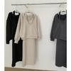 Plus Size Two-Piece Set for Women: Autumn/Winter Korean Style Halter Dress & V-Neck Sweatshirt