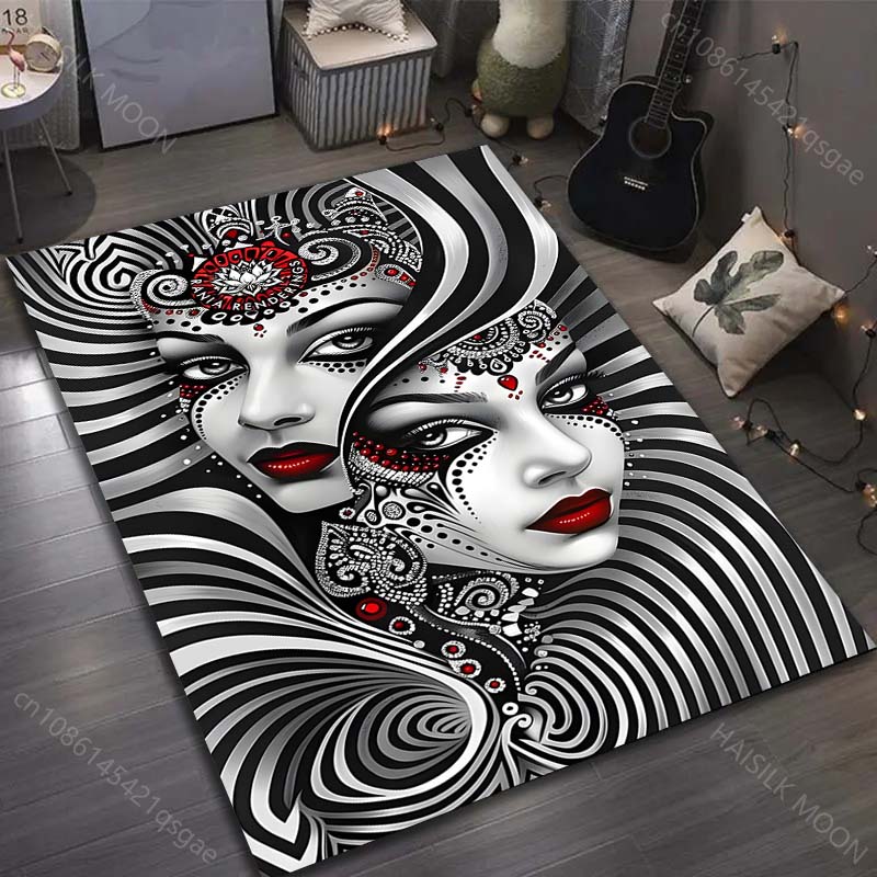 1PC Venetian Mask Print Carpet for Bedroom Living Room Bedside Sofa Floor Mat Modern Home Decor Play Area Rug Large Size