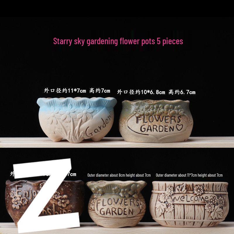 Breathable Ceramic Indoor Succulent Planter Set - Creative Small Flower Pots